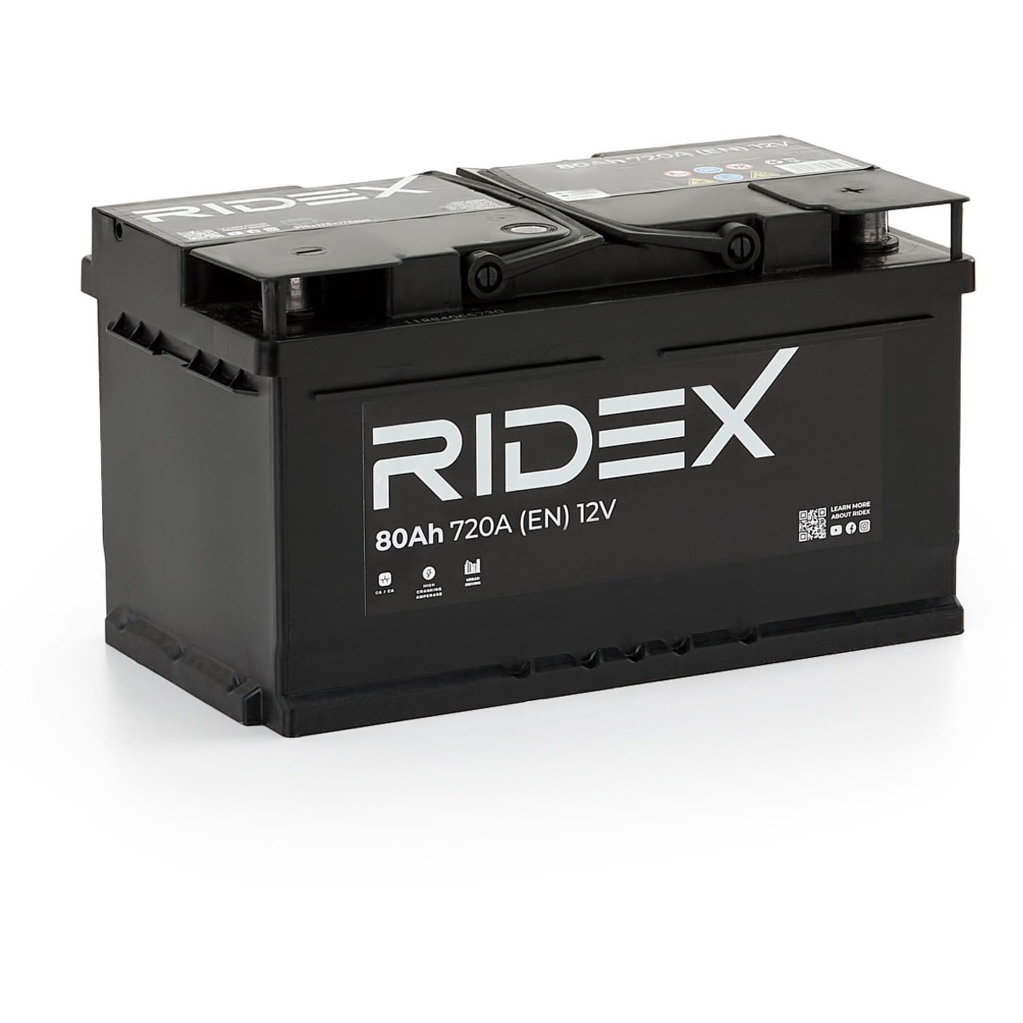 RIDEX 1S0020 Batería Coche 80Ah 720A 12V B13 DIN/ISO LB4 Baterías de Arranque de 75Ah 70Ah Compatible con FORD Fiesta Mk6 Hatchback CB1, CCN, JA8, JR8 MONDEO IV Turnier BA7, AUDI A4 B8 Avant 8K5