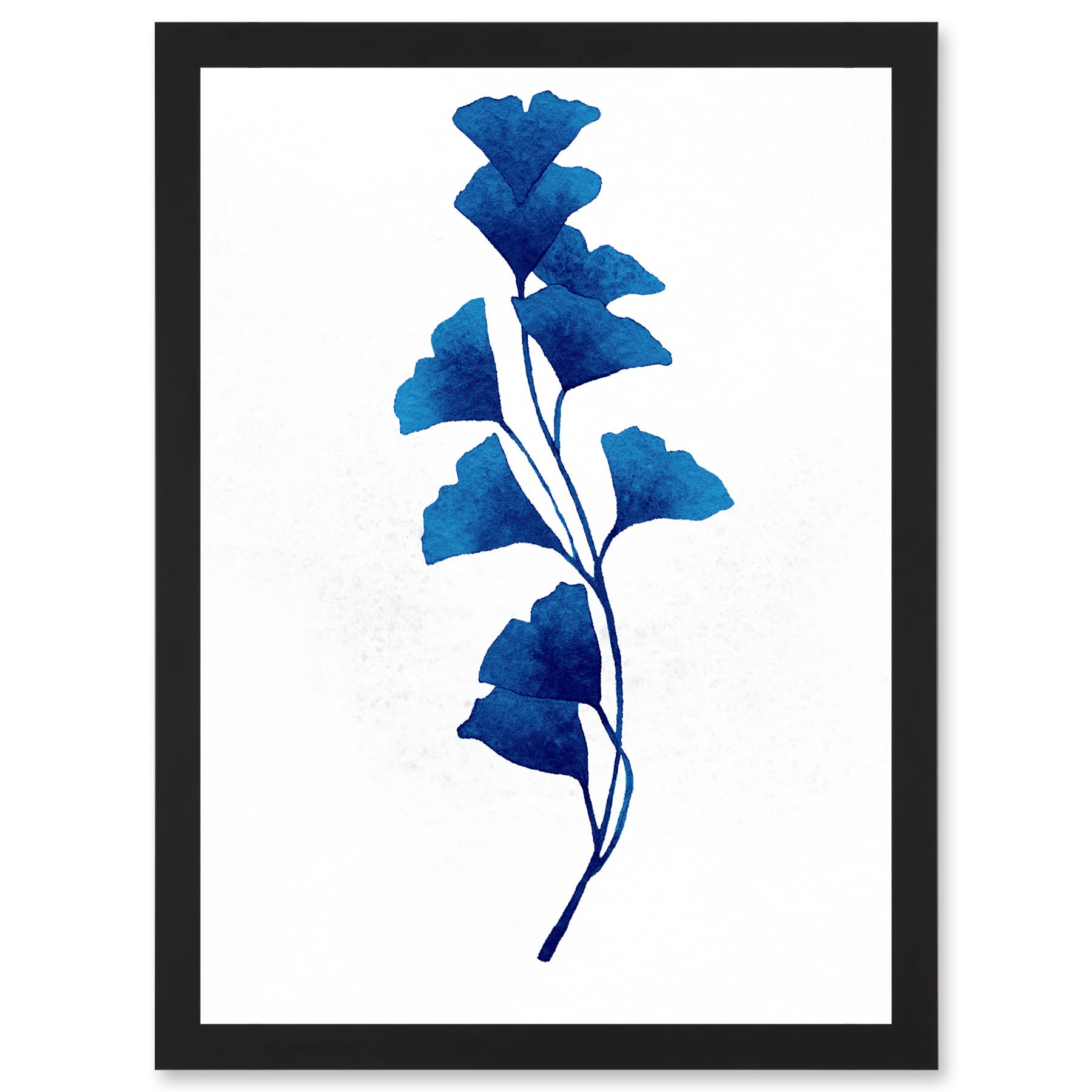 Wee Blue Coo Navy Blue Watercolour Flowers Artwork Framed Wall Art Print A4