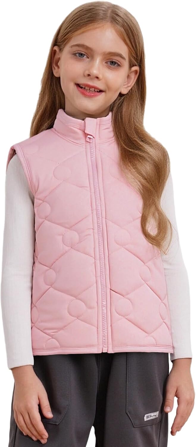 Alvivi Kids Girls Thermal Vest Fleece-lined Zip Up Jacket Coat School Winter Casual Outerwear