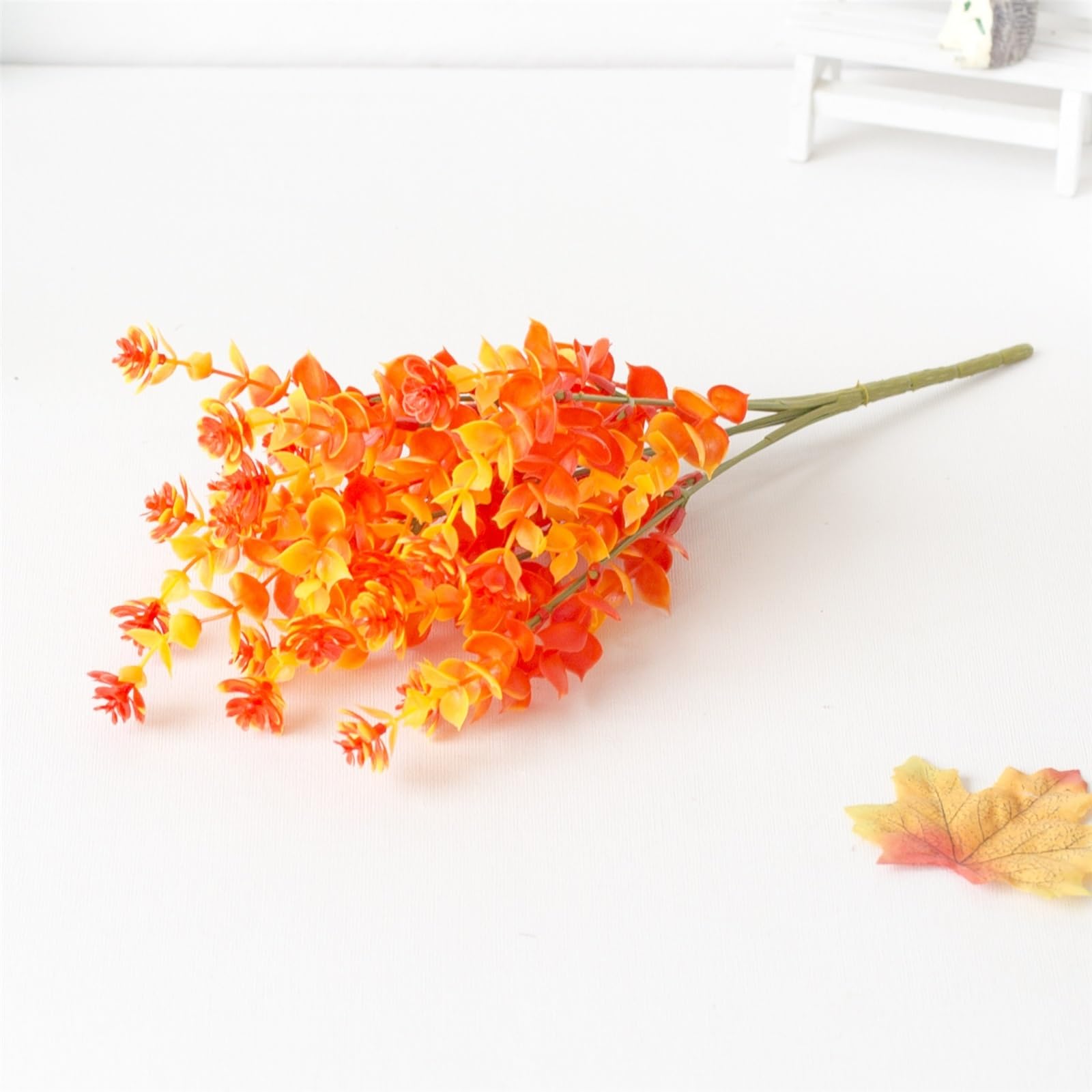 WBCDXCBB Simulated Plastic Like Plant, Orange Eucalyptus Flowers 1Pcs(Sunsetcoloreucalyptus)