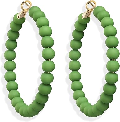 XGALBLA Women Circle Round Beaded Hoop Earrings Bohemian Beaded Earrings Dangle Earrings