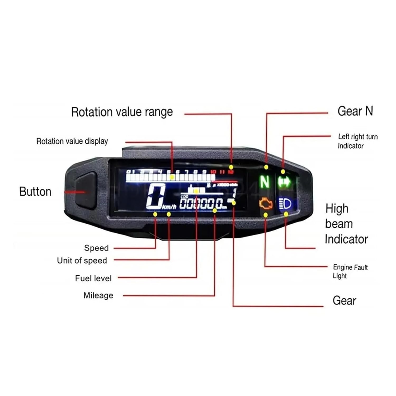 Motorcycle Speedometer Tachometer 1Pcs Universal Motorcycle Speedometer Tachometer Meters Digital Dashboard Black Waterproof Oil Gauge