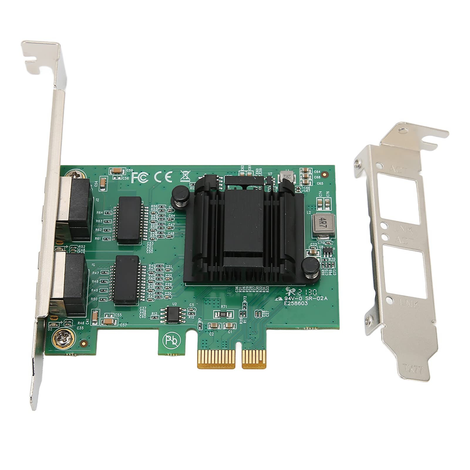 Acouto Karta Sieciowa Dwuportowy Adapter PCIE Gigabit NIC LAN 82751EB Przewodowa Karta Sieciowa Porty RJ45 Mb/s do Standardowej Sieci Wysoka zgodność z IEEE Dodaje gigabitową kartę sieciową