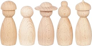 BESPORTBLE Unfinished Wooden Peg Dolls, 5pcs Wooden Family People Dolls for DIY Arts Crafts Projects Painting, Home Party Decor