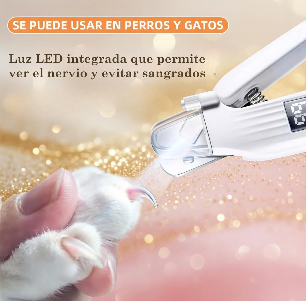 LED PetNail Pro System | Cortauñas Perro y Gato 2 en 1 con Luz LED | Lima Uñas Eléctrica Silenciosa | Cortador Uñas Perros y Gatos Recargable USB