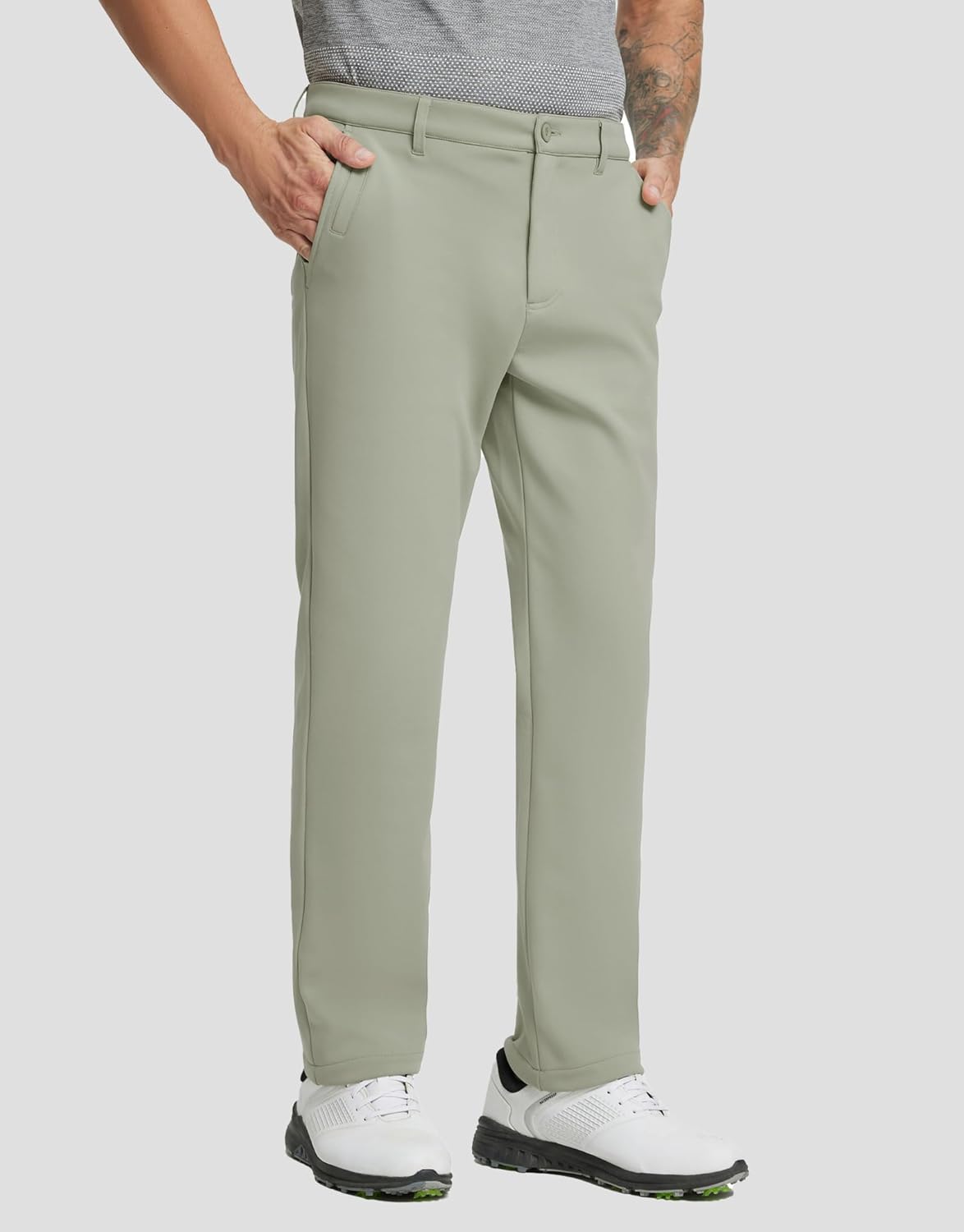 MICHEL ROUEN Mens Golf Pants Fleece Lined Water-Resistant Dress Pants Business Casual Outdoor Winter Pants for Men - Image 2