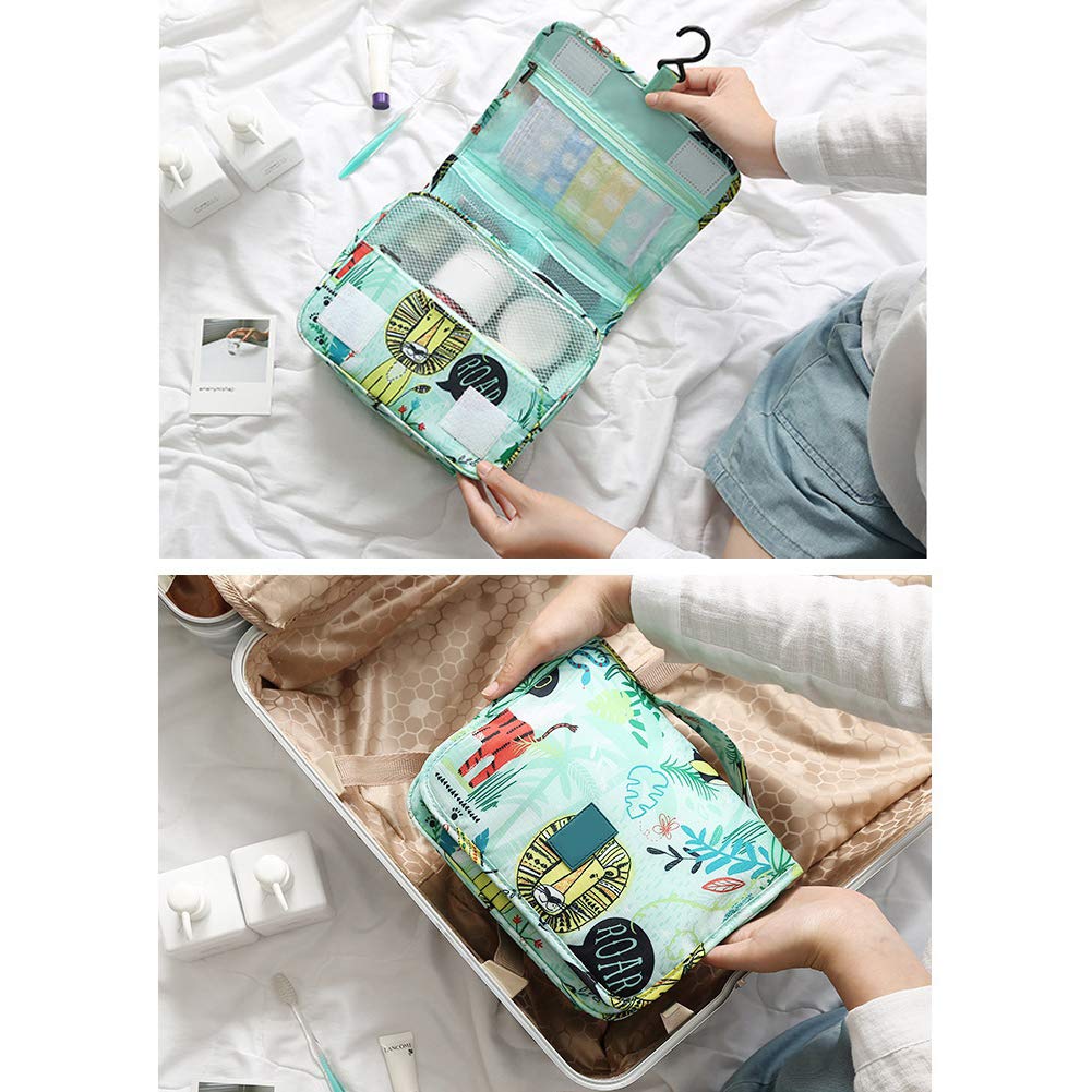Cocoarm Borsa da Toilette Portatile Borsa per Cosmetici Impermeabile Poliestere e PVC con Gancio per Appendere Organizzatore Multistrato Maniglia Leggera per Viaggi Bagno Trucco 24 X 10 X 20 Cm