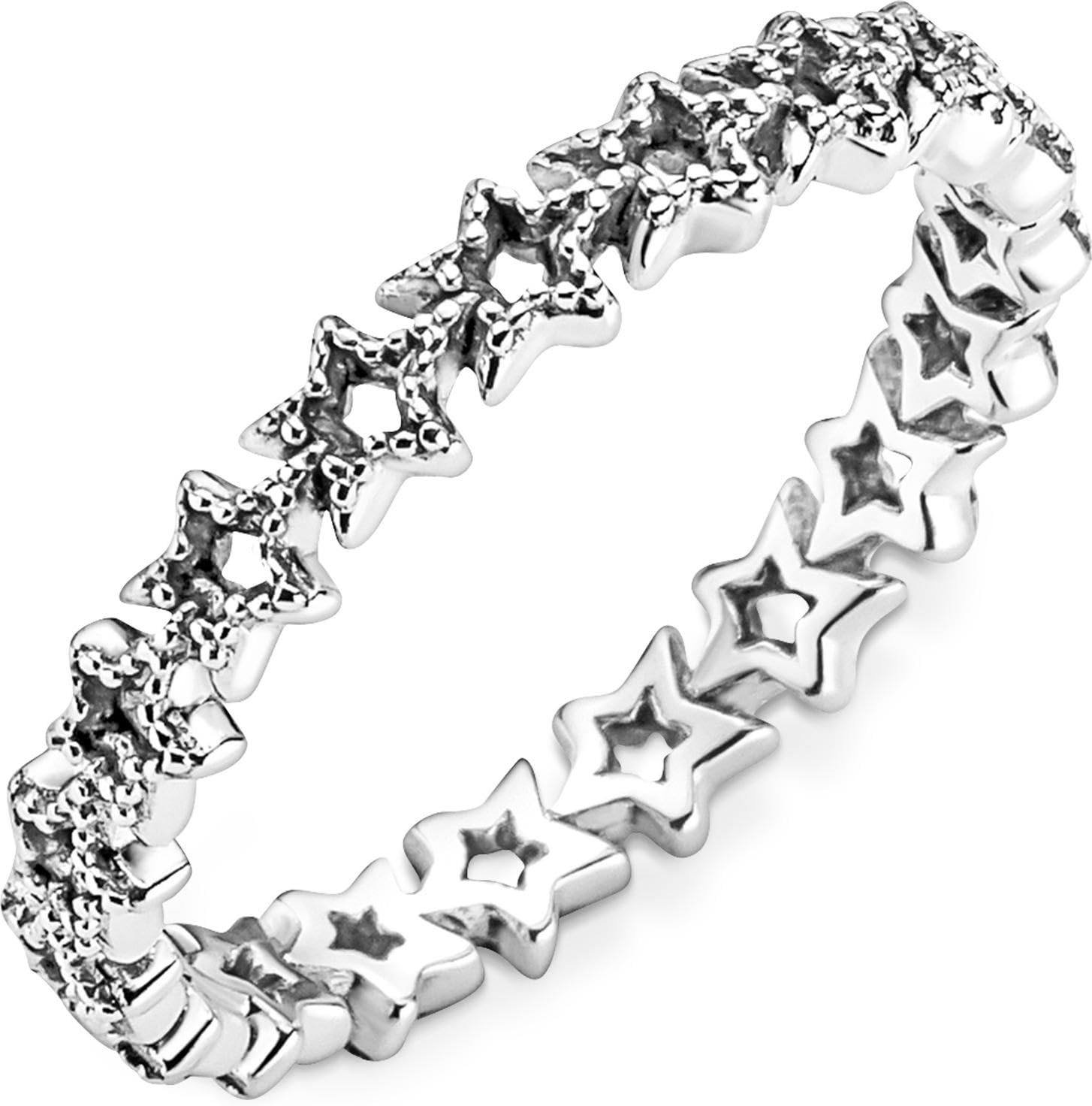 Pandora Moments Anillo de plata de ley con diseño de estrellas