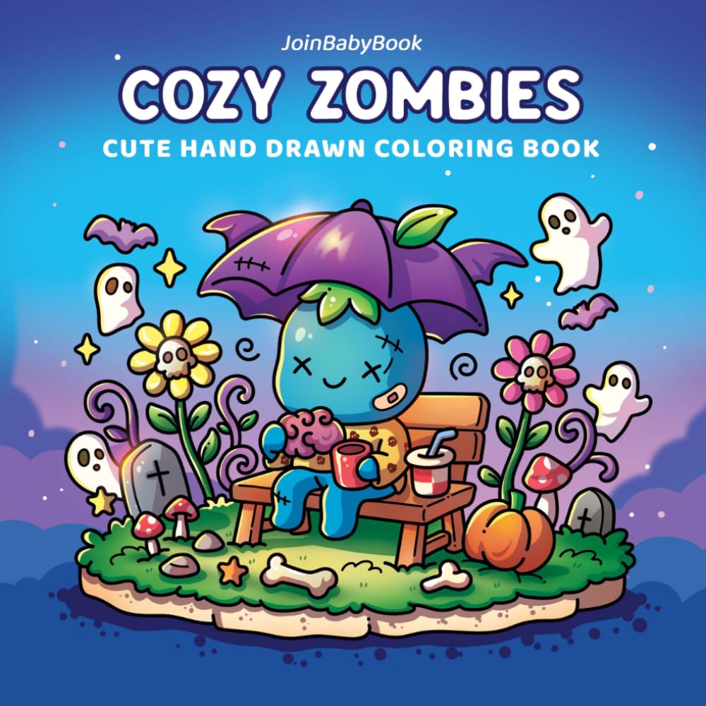 Cozy Zombies: Cute Coloring Book for Adults and Teens with Bold and Easy Spooky Scenes for Relaxation and Stress Relief
