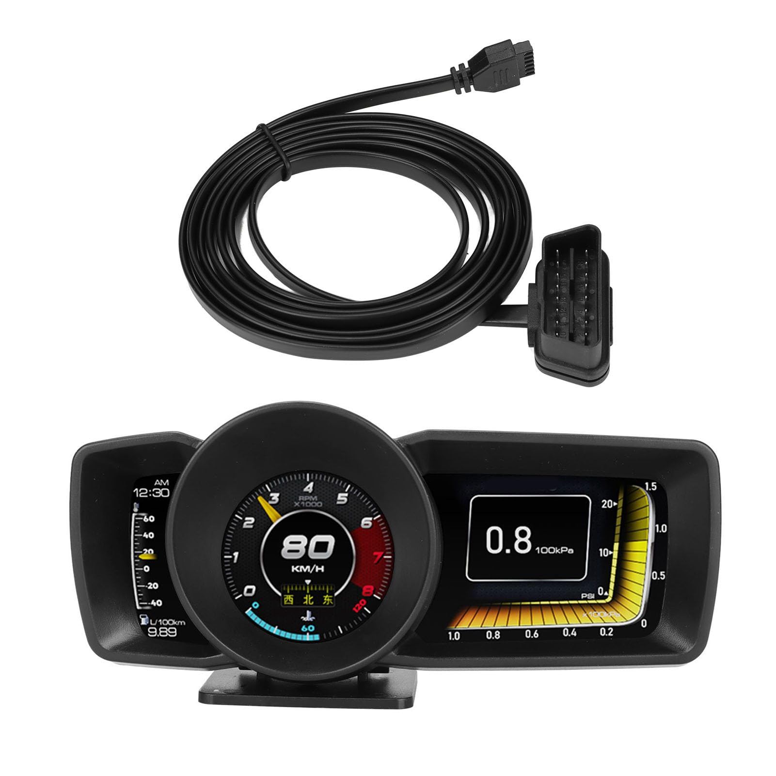 Wyświetlacz Samochodowy HUD OBDII GPS 3-calowy Ekran LCD, Alarm