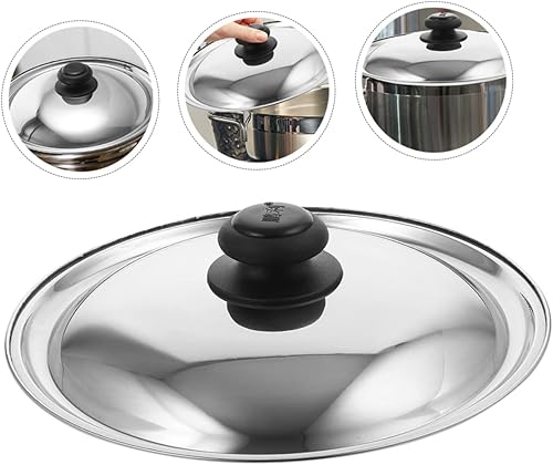 Miniatura 9 de Tapa de sartén de acero inoxidable antiquemaduras para ollas y sartenes, mango cómodo para sartén y cacerola lavavajillas
