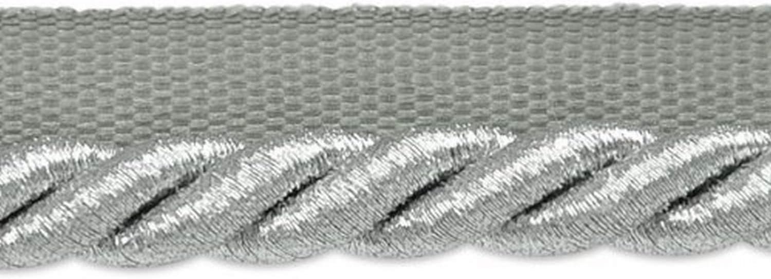 Expo International Nicholas 3/8-Inch Twisted Lip Cord Trim, 20-Yard, Metallic Silver