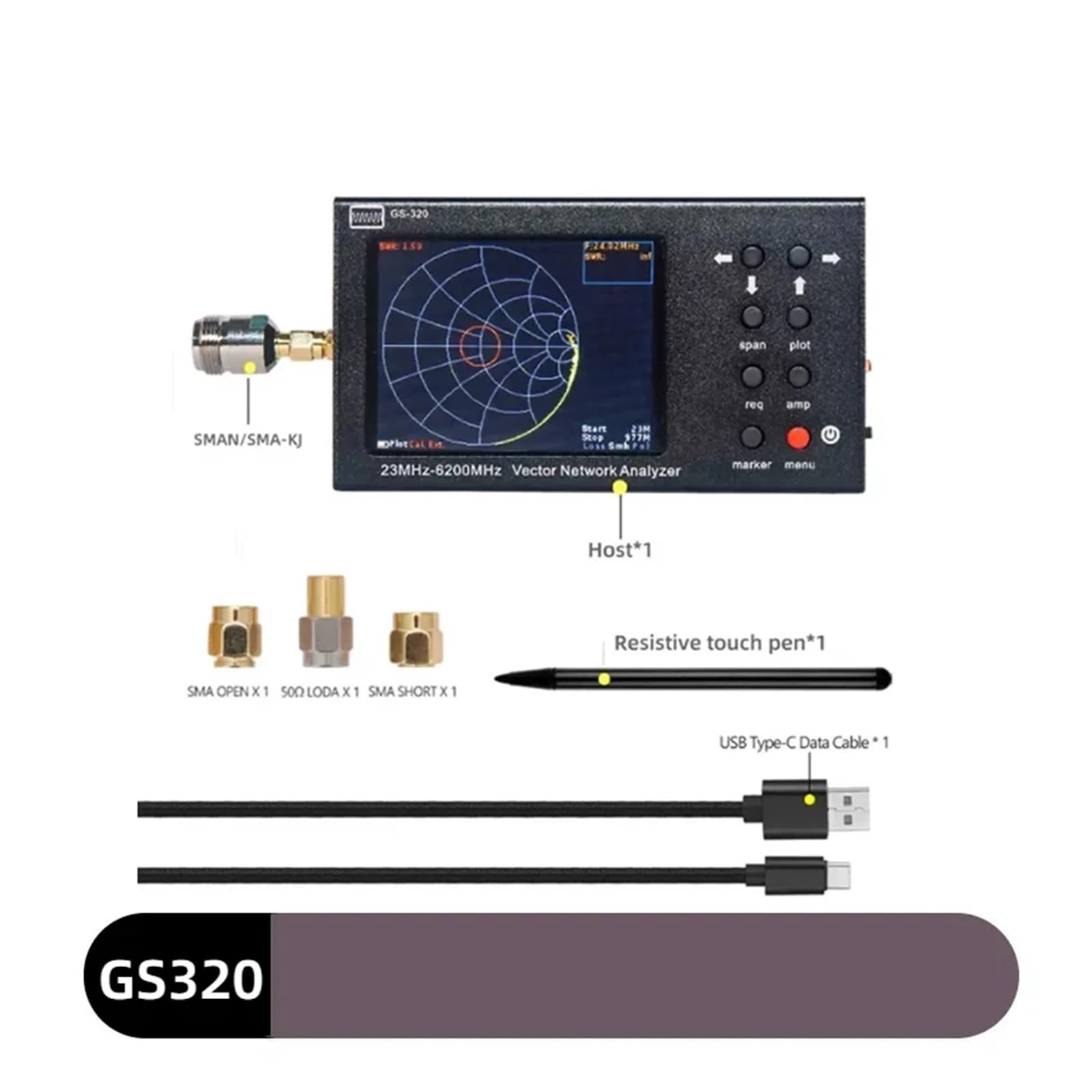 Analizator widma, Analizator sieci wektorowej GS320 6G, tester anten RF, przenośny detektor bezprzewodowy VNA, odbicia anteny WIFI