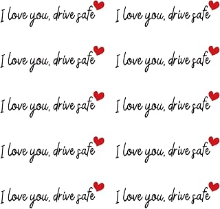 Gosknor 10피스 I Love You Drive Safe 백미러 데칼, 드라이브 세이프 스티커 백미러 스티커 비닐 자동차 화장대 장식 (블랙)