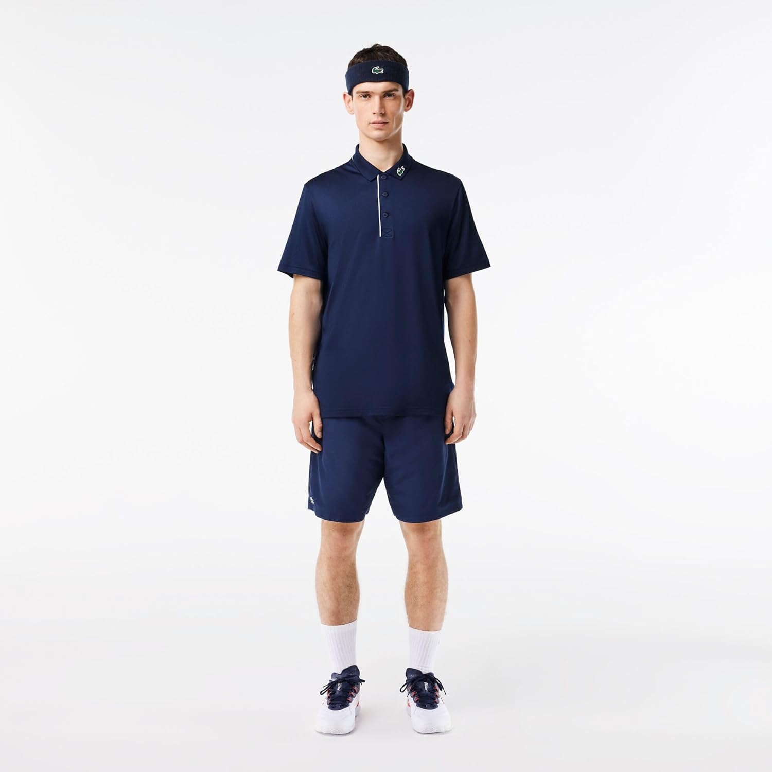 Lacoste Unisex Bouclette Jersey Tennis Headband, One Size, Navy Blue