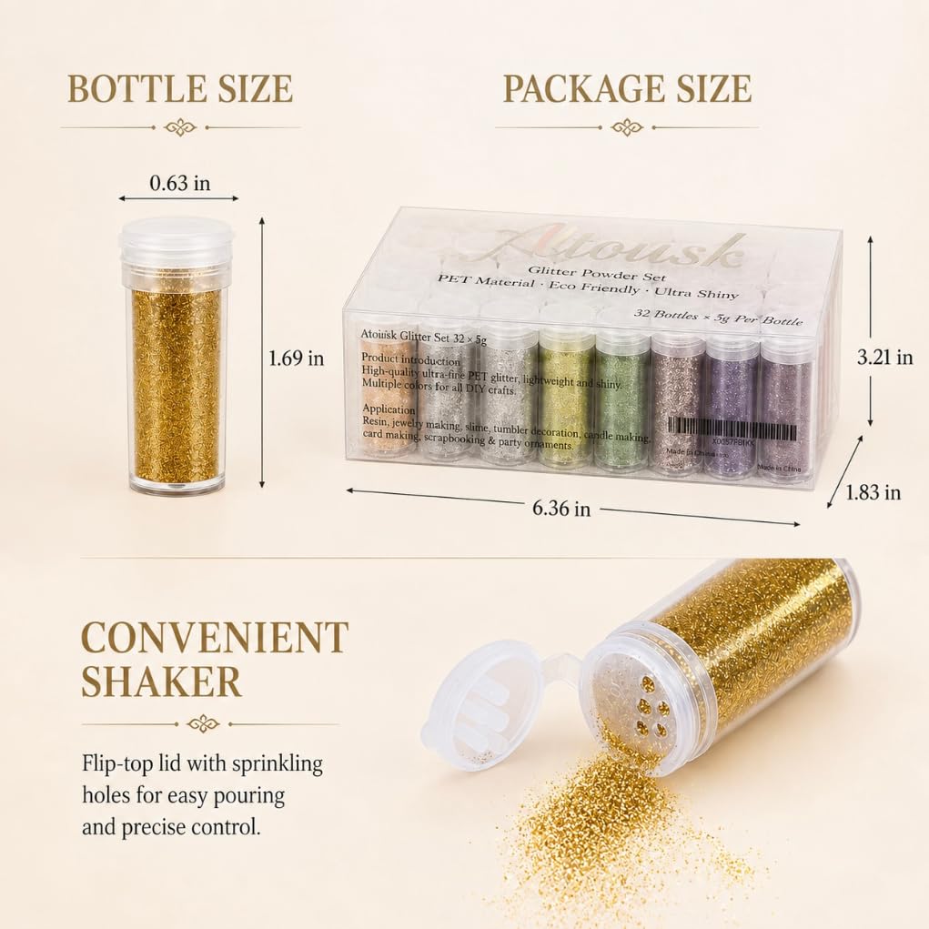 32 Color Craft Glitter Set - Ultra Fine PET -3 32 Color Craft Glitter Set - Ultra Fine PET -3