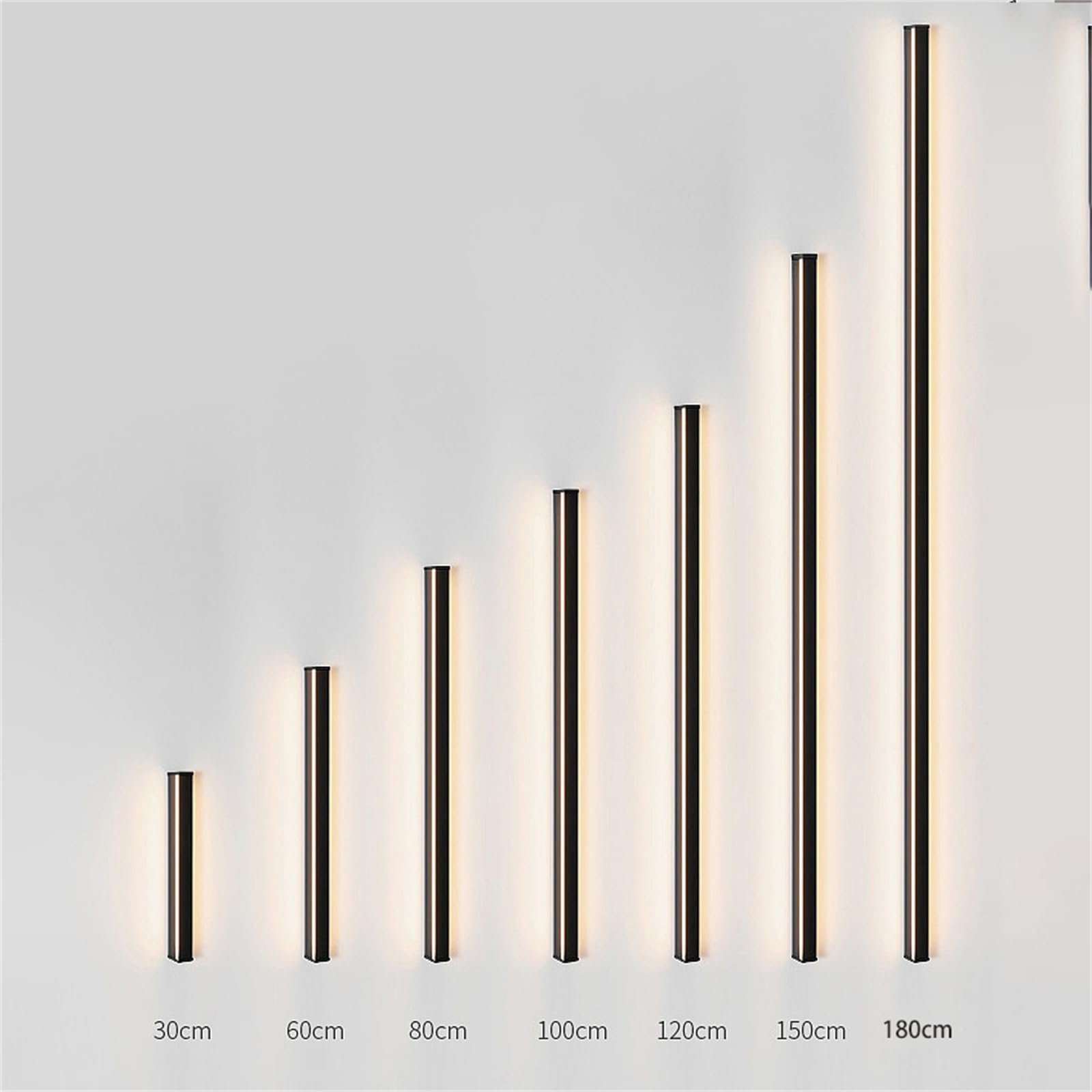 Applique Murale LED Rechargeable Batterie avec Interrupteur Lampe Murale Aluminium Acrylique Intérieur Éclairage Mural Noir Longue Design Moderne Luminaire Mural Pour Couloir (100cm,Lumière Chaude)