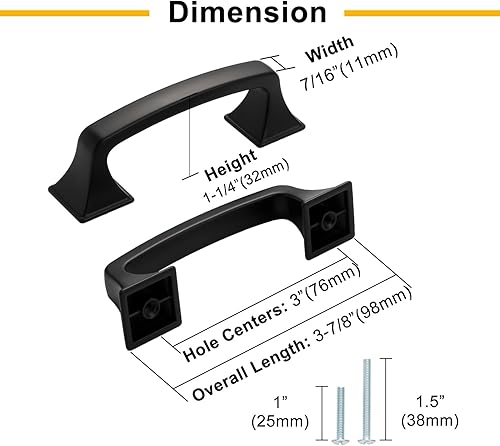Miniatura 3 de BEROSSA Separación de tornillos de 5 pulgadas, tiradores arqueados de pie cuadrado de níquel cepillado, manijas de gabinete de cocina, paquete de 10