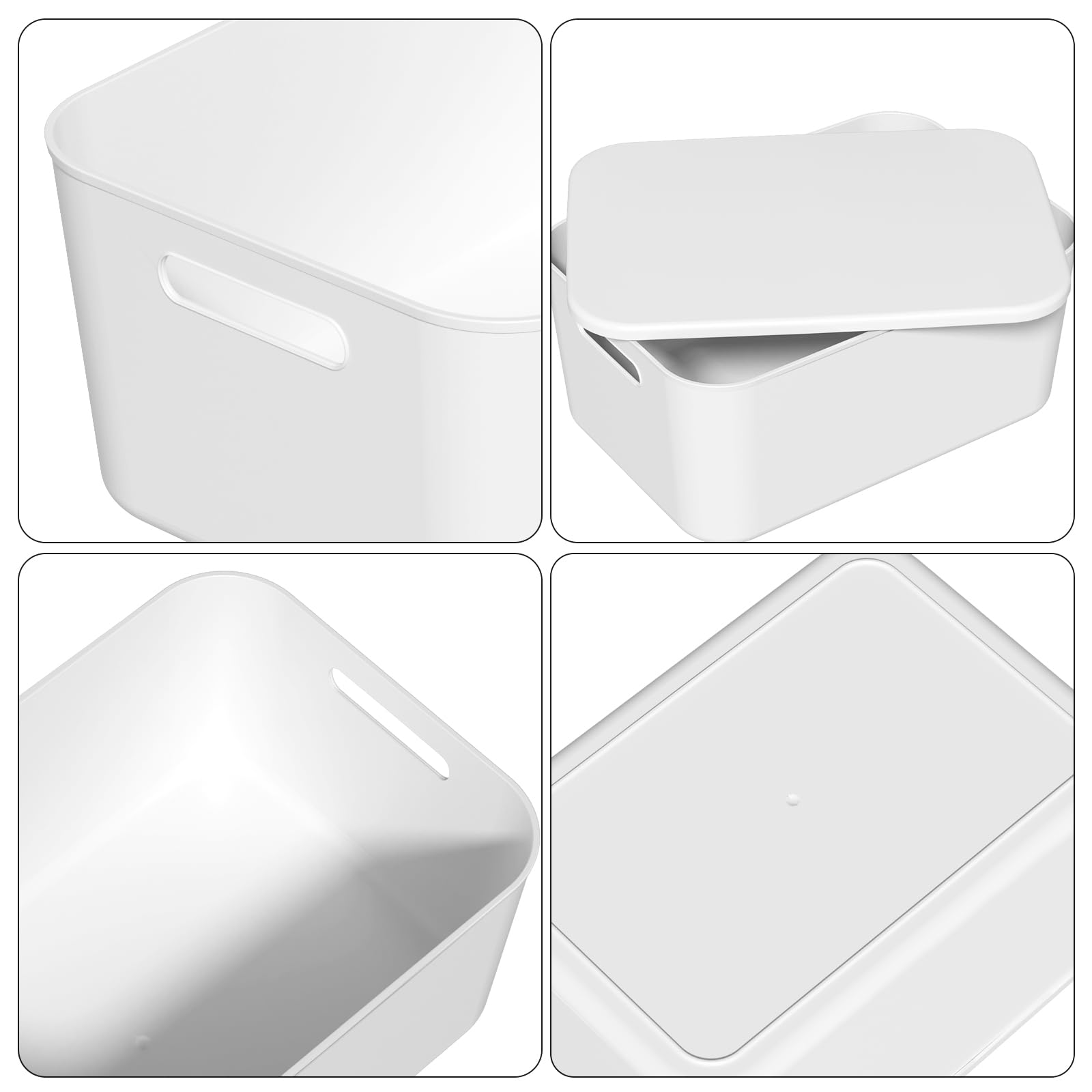 Scatole portaoggetti da cucina con coperchio, confezione da 6 cestini portaoggetti in plastica grigia