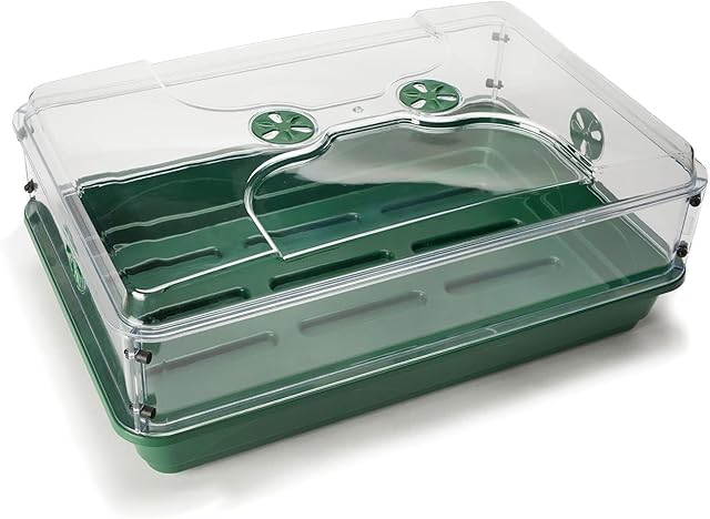 EarlyGrow MPL50115/1 Large Shatter Proof Propagator with Vented Height Extender Set for Seed Germination and Plant Growth - 58 x 38 x 22cm