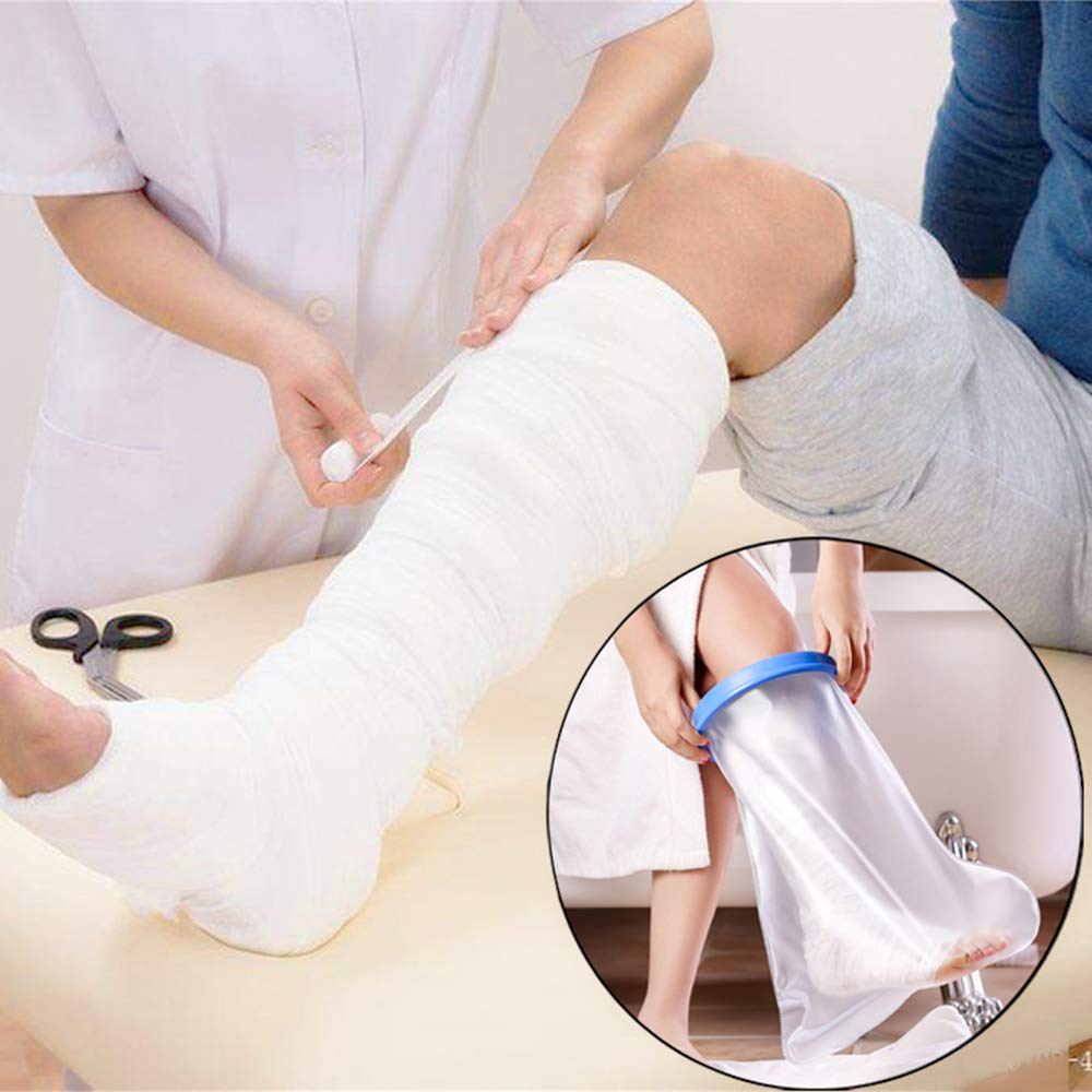 Coprigambe impermeabile per doccia, protezione in plastica stagna, riutilizzabile, per gambe, ginocchio, piede, caviglia, ferita