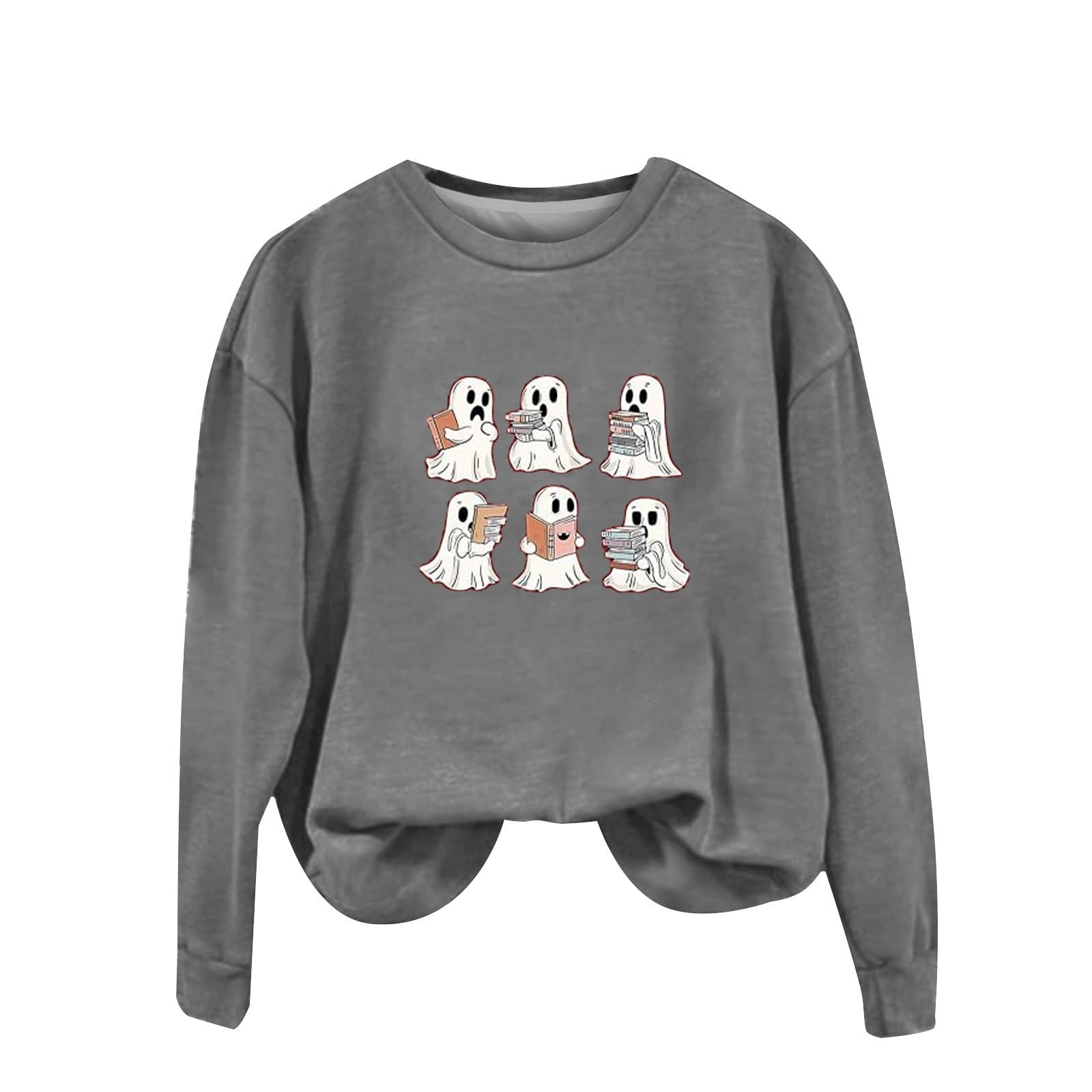 Halloween Lightweight Sweatshirt Fashion Oversized Lady's Autumn/Winter Halloween Hoodie Small Sunglasses Printed Pullover Loose Plus Size Hoodie Colla Sweatshirt