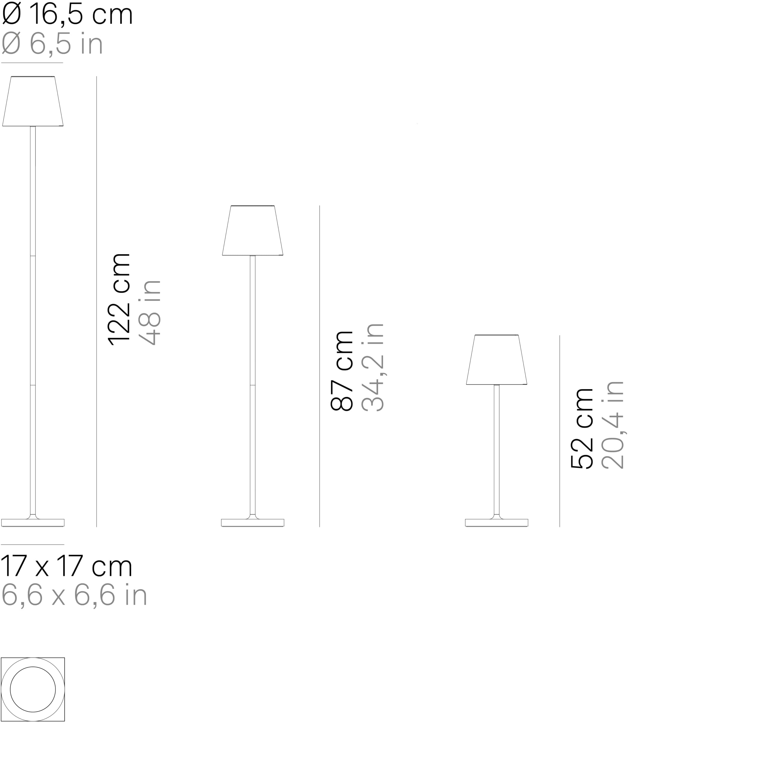 Zafferano, Lampa Poldina L, Akumulatorowa Bezprzewodowa Lampa Podłogowa ze Sterowaniem Dotykowym, do Wnętrz i na Zewnątrz, Ściemniacz, 2200-3000 K, Regulowana Wysokość 52-122 cm, Ciemnoszary