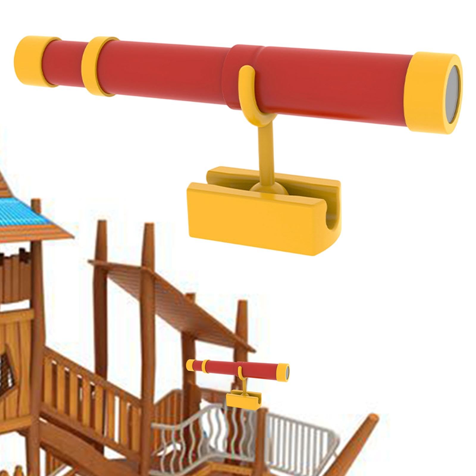 Télescope pour Enfant Rétractable Cabane à Jeux Jouet Éducatif Pirate Monoculaire Manuel En Pp Portable Adapté à L'Exploration Jeux dans Le Jardin, Rouge et Jaune