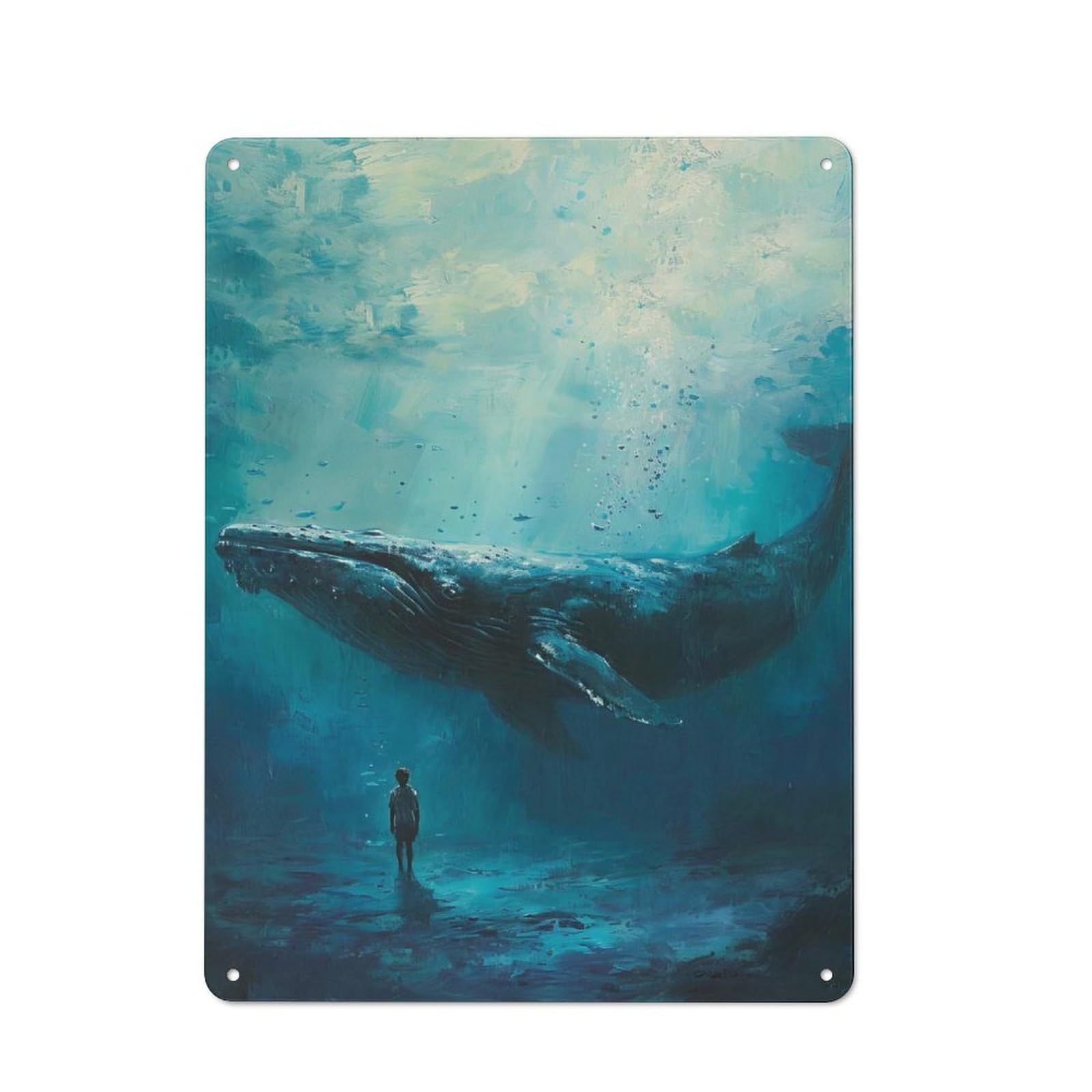 Junmoney Boys Style-4 Tin Sign 40X30cm With Whale Whispers Dreams For Workshop Wall, Retro Decor, For Metal Sign Collectors, For Cafés, Pubs And Restaurants