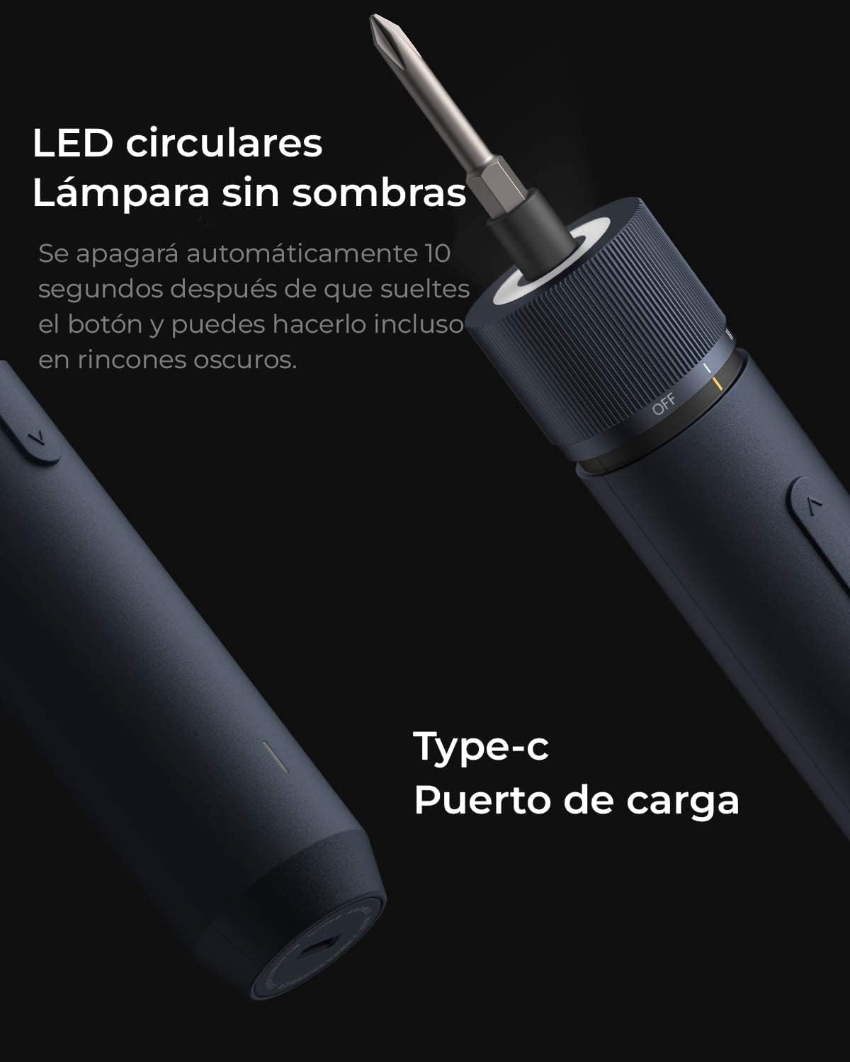HOTO Juego de Destornillador Eléctrico 3.6V Inalámbrico, 4 N.m de Par | 12 Puntas de Acero S2 y Luz LED, kit de herramientas para reparación de computadoras y montaje de muebles