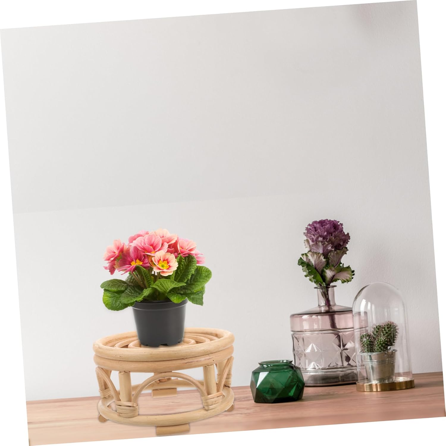 BESPORTBLE Rattan Woven Plant Stand for Indoor Use 1-Piece Flower Pot Holder Nordic Style Indoor Planter Rack for Green Plants Decorative Display for Home and Balcony