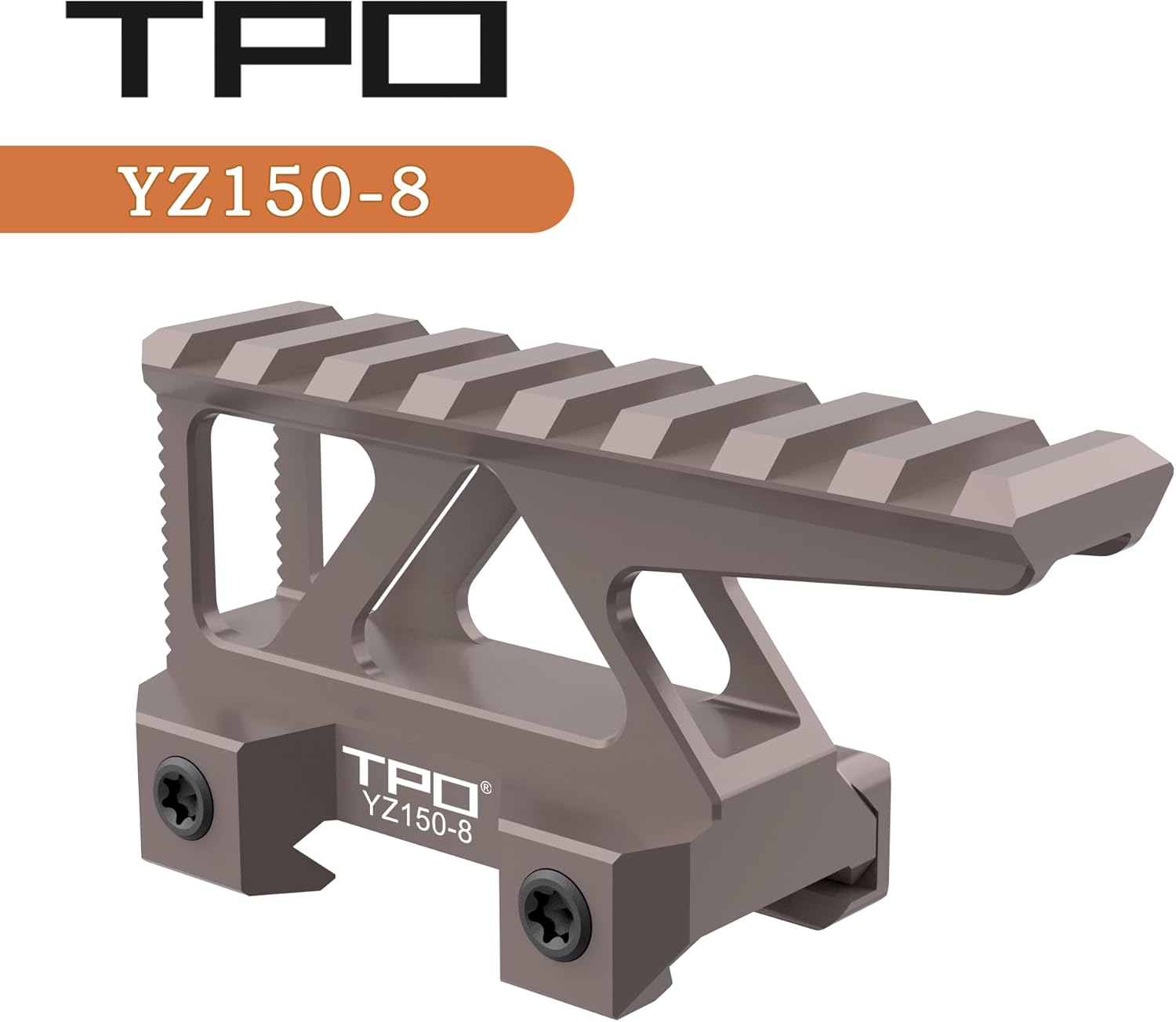 Picatinny Rail Riser Mount 1.50“ Height 3.5" Long 8-Slot (YZ150-8)