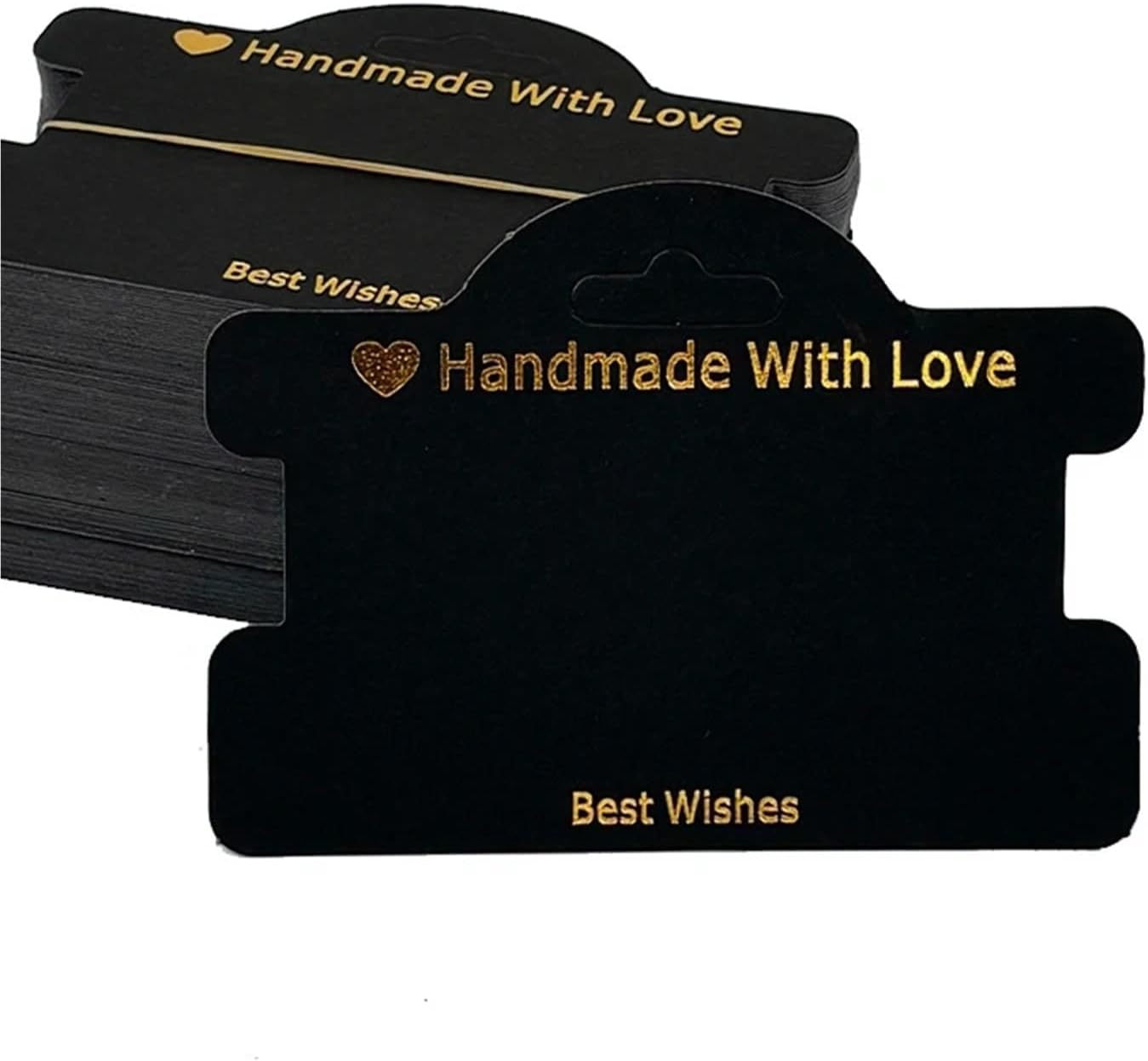 400pcs Handmade with Love Bracelet Display Cards Jewelry Tags for Hair Ties Bracelet Necklace Selling Small Business Packaging(A Black)