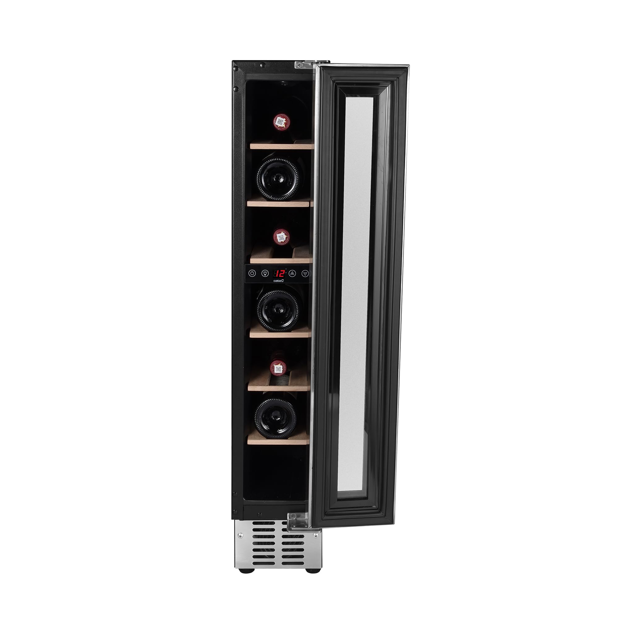 Cata | Vinoteca |Modelo VI 15107 X | Vinoteca no Frost de Encastre | Capacidad para 7 Botellas | Ancho de 15 cm | Clase de Eficiencia nergética G | Con Soportes Regulables para la Altura