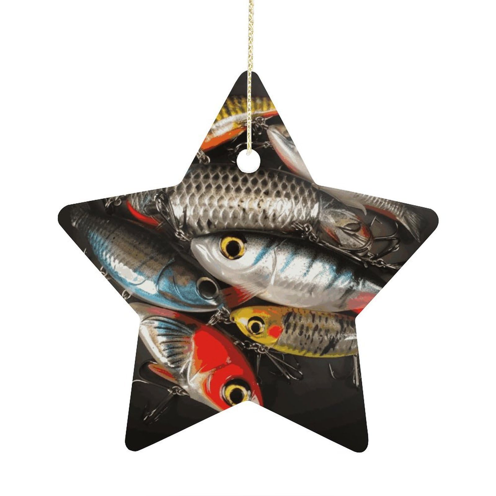 Fodpand Women's Style Fishing Bait Ornament With String, Keepsake Hanging Decorations,Ceramic Ornaments For Men Indoor Home Holiday Party Gifts