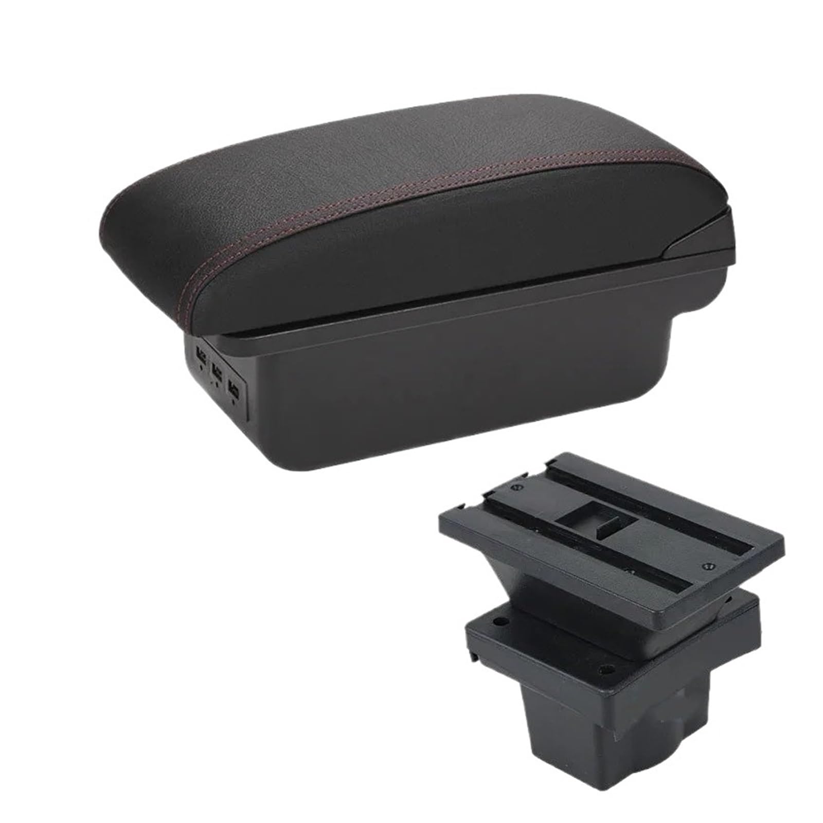 UMDJJU For Skoda For Octavia Mk2 For Yeti 2005-2012 Car Armrest Storage Box Accessories Retrofit Interior Parts USB Car Centre Console Armrest Box(B1 Black red 3USB)
