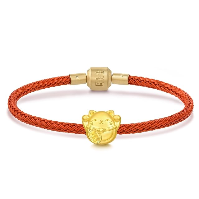 Chow Sang Sang CHOW SANG SANG 999 Gold Charme Lucky Cat Charm Bracelet for Women & Men 17cm 96356C