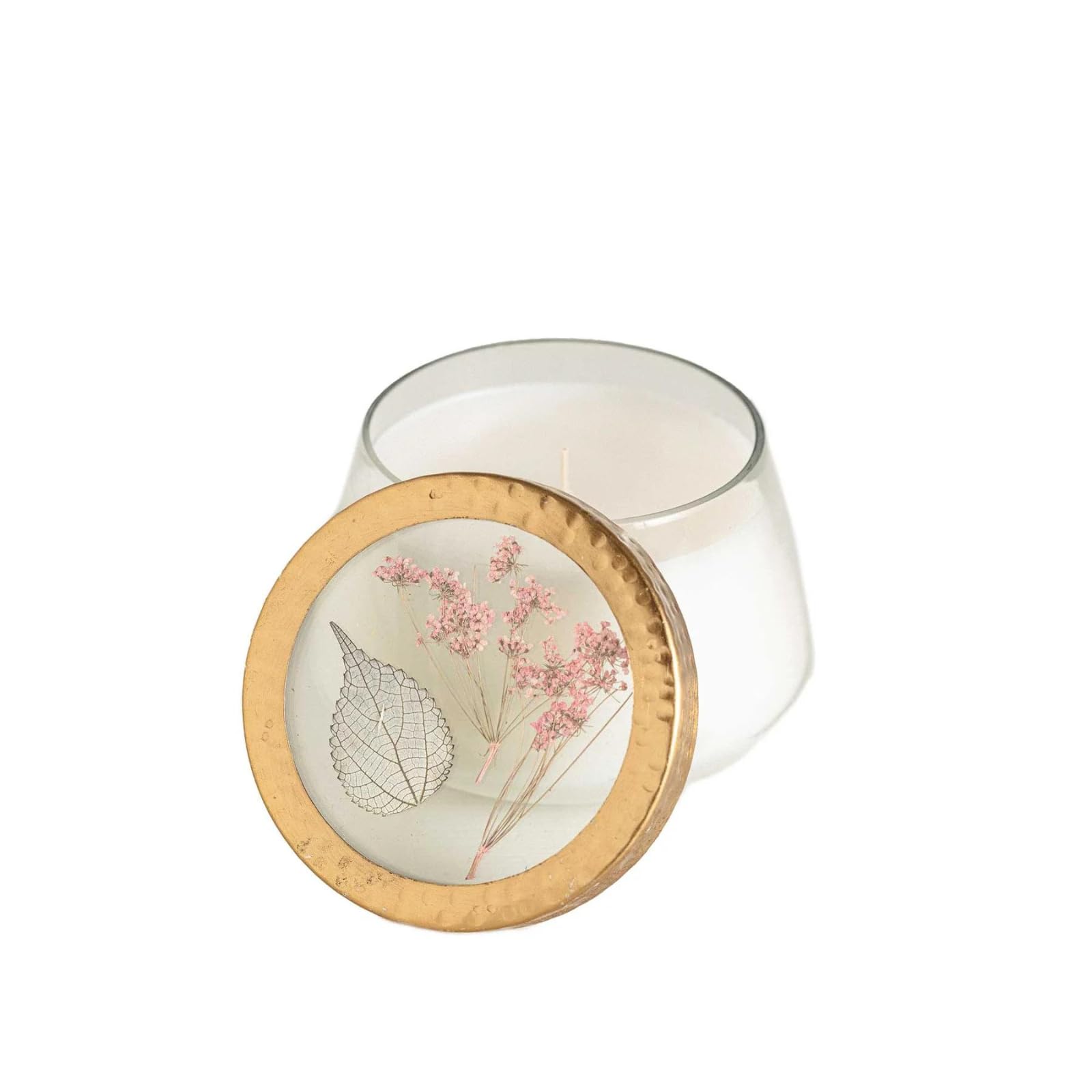 Rosy Rings Gepresste Blumenkerze, Aromatherapie-Kerzen, langlebige Duftkerzen für Heimdekoration, Botanicals Geschenke, Noten von Aprikose, blondem Holz, Mirabelle Plum Medium (Apricot Rose)