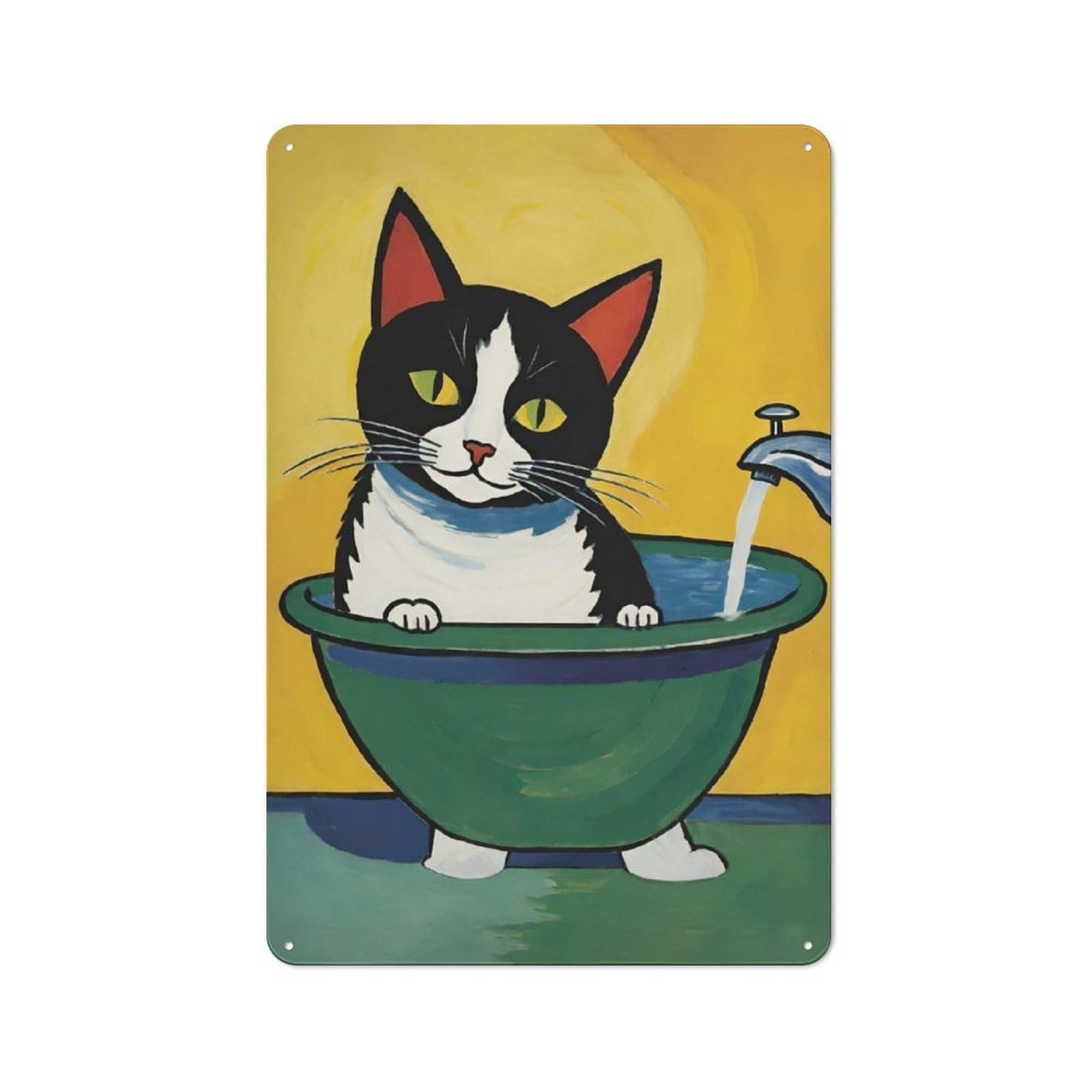 Junmoney Style-12 Garage Style Cat Bath Cute Poster Retro Metal Sign 30X20cm, Workshop Wall Decor For Tool Room, Garage, Studio Or Home Bar