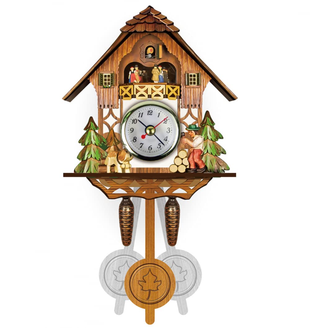 FBWSM Cuckoo Wood Swing Swing Chic Swing Antique Coo Coo Clock Vintage Cuckoo Wall Clock, Hanging Cuckoo Wall Clock Cuckoo Vintage Retro Clock Handmade-B