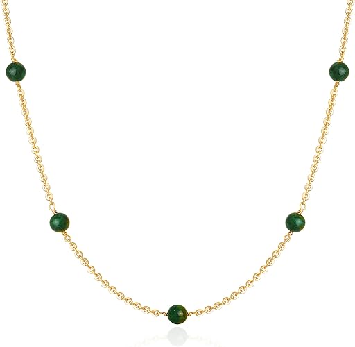 Fettero Dainty Beads Choker Neckces for Women - 14K Gold Plated Beaded Necklace Summer Beach Choker Boho Gold Necklace for Women Jewelry