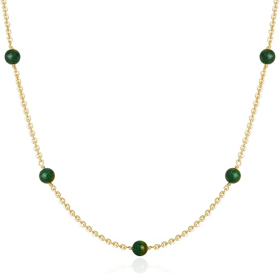 Fettero Dainty Beads Choker Neckces for Women - 14K Gold Plated Beaded Necklace Summer Beach Choker Boho Gold Necklace for Women Jewelry