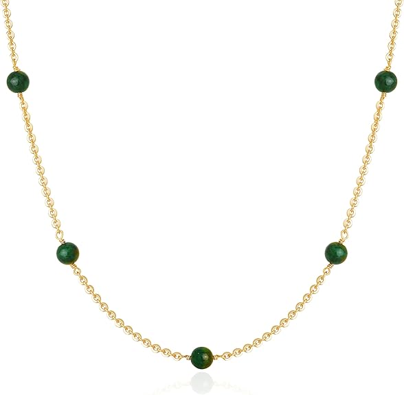 Fettero Dainty Beads Choker Neckces for Women - 14K Gold Plated Beaded Necklace Summer Beach Choker Boho Gold Necklace for Women Jewelry