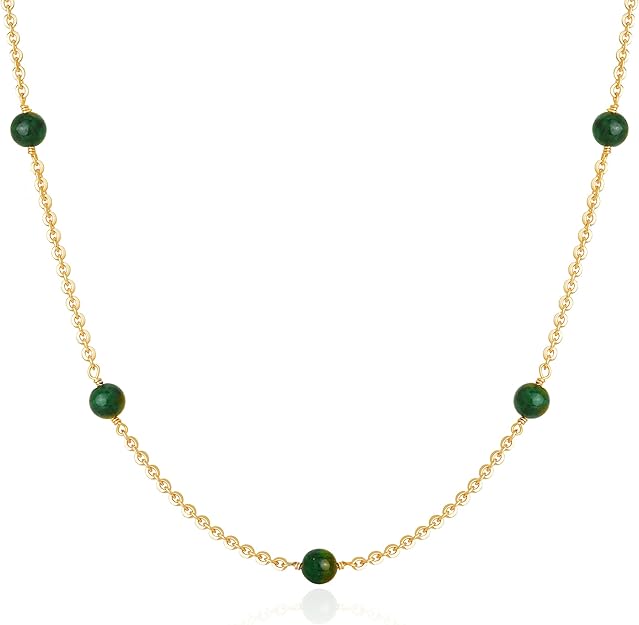 Fettero Dainty Beads Choker Neckces for Women - 14K Gold Plated Beaded Necklace Summer Beach Choker Boho Gold Necklace for Women Jewelry