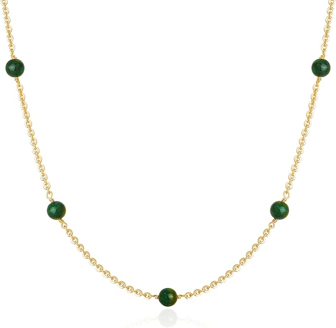 Fettero Dainty Beads Choker Neckces for Women - 14K Gold Plated Beaded Necklace Summer Beach Choker Boho Gold Necklace for Women Jewelry
