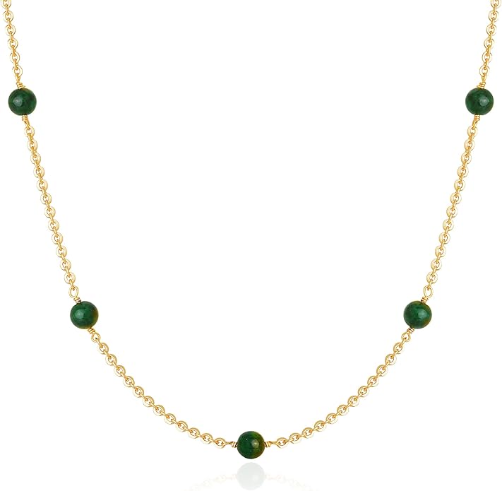 Fettero Dainty Beads Choker Neckces for Women - 14K Gold Plated Beaded Necklace Summer Beach Choker Boho Gold Necklace for Women Jewelry
