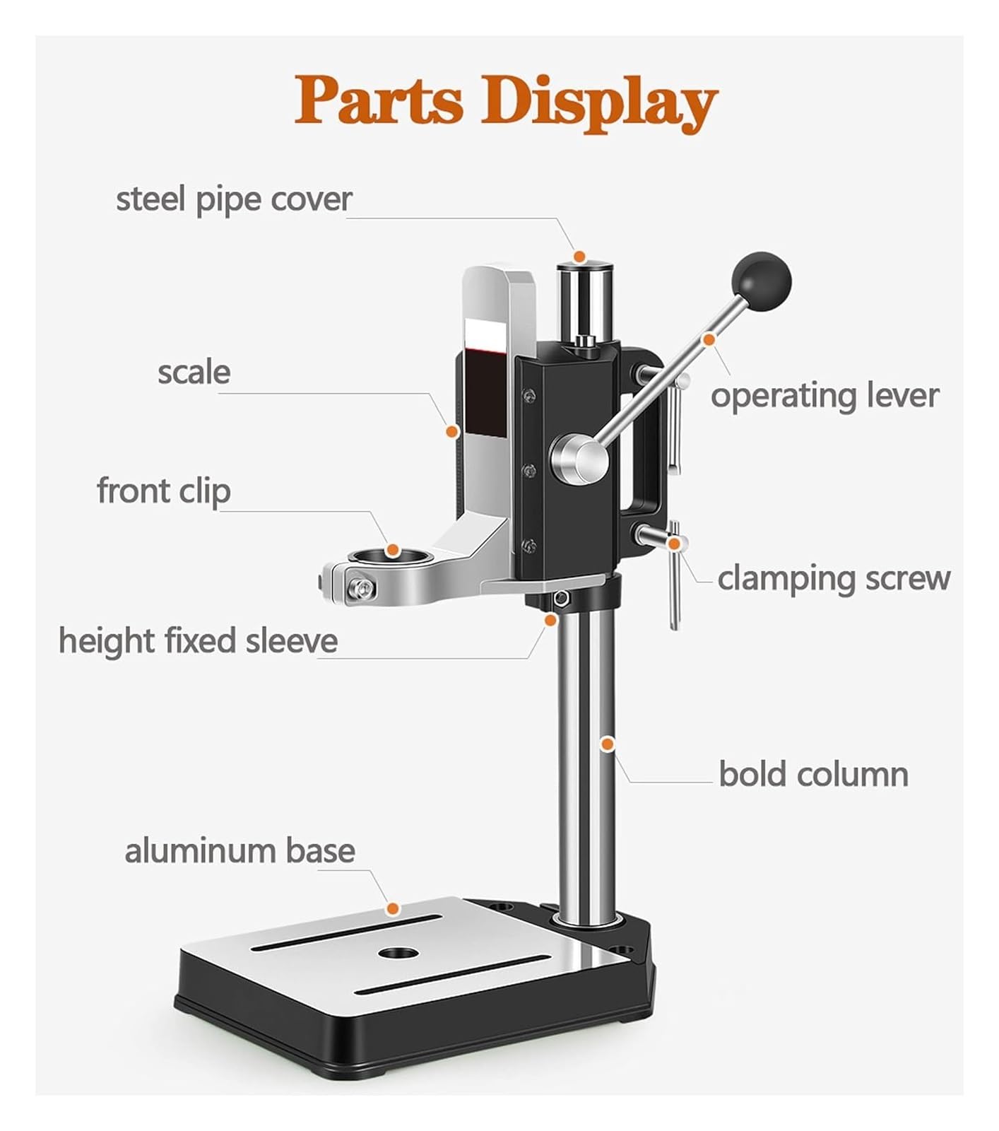 Soporte de Taladro, Soporte para Taladro, Soporte de prensa de taladro con tornillo de banco for mano, soporte de prensas de mesa ajustable con base de aleación de aluminio(A+VISE)