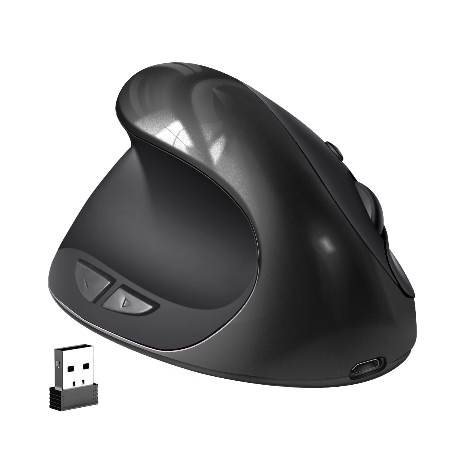 Left Handed Mouse, Rechargeable Left Vertical Mouse Wireless, Left Hand Ergonomic Mouse with 6 Buttons Adjustable 1000/1200/1600 DPI (Left Hand)