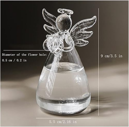 Miniatura 3 de GENEDEY Jarrones de cristal con diseño de ángel para plantas y terrarios, florero colgante para decoración de boda, adornos de jardín, maceta