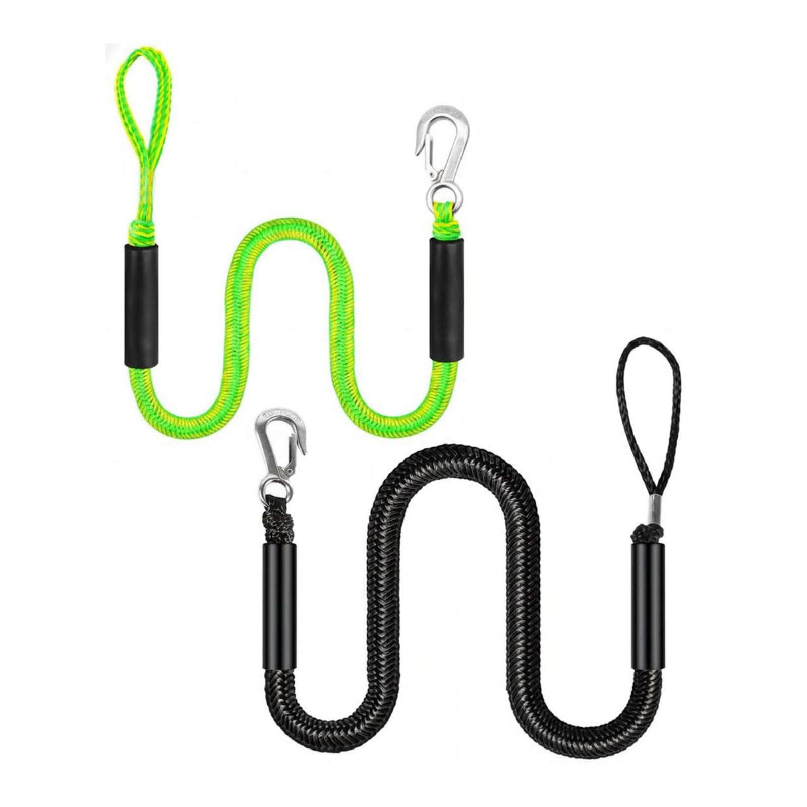 Corda Ormeggio Marina Fune Ormeggio Cavo Bungee Linea Attracco con Assorbimento Colpi Nucleo Elastico 10mm Gancio Inox 316 Galleggiante con Doppio, 6FT 2 PEZZI